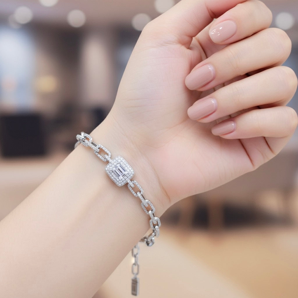 Radiant Link Halo 925 Silver Bracelet