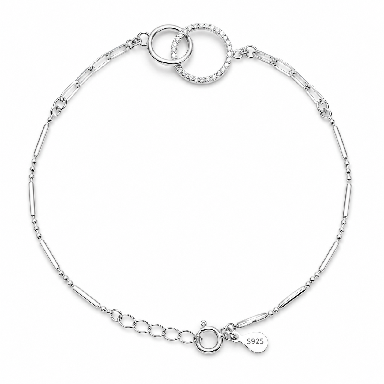 Interlinked Pave Circle Bracelet