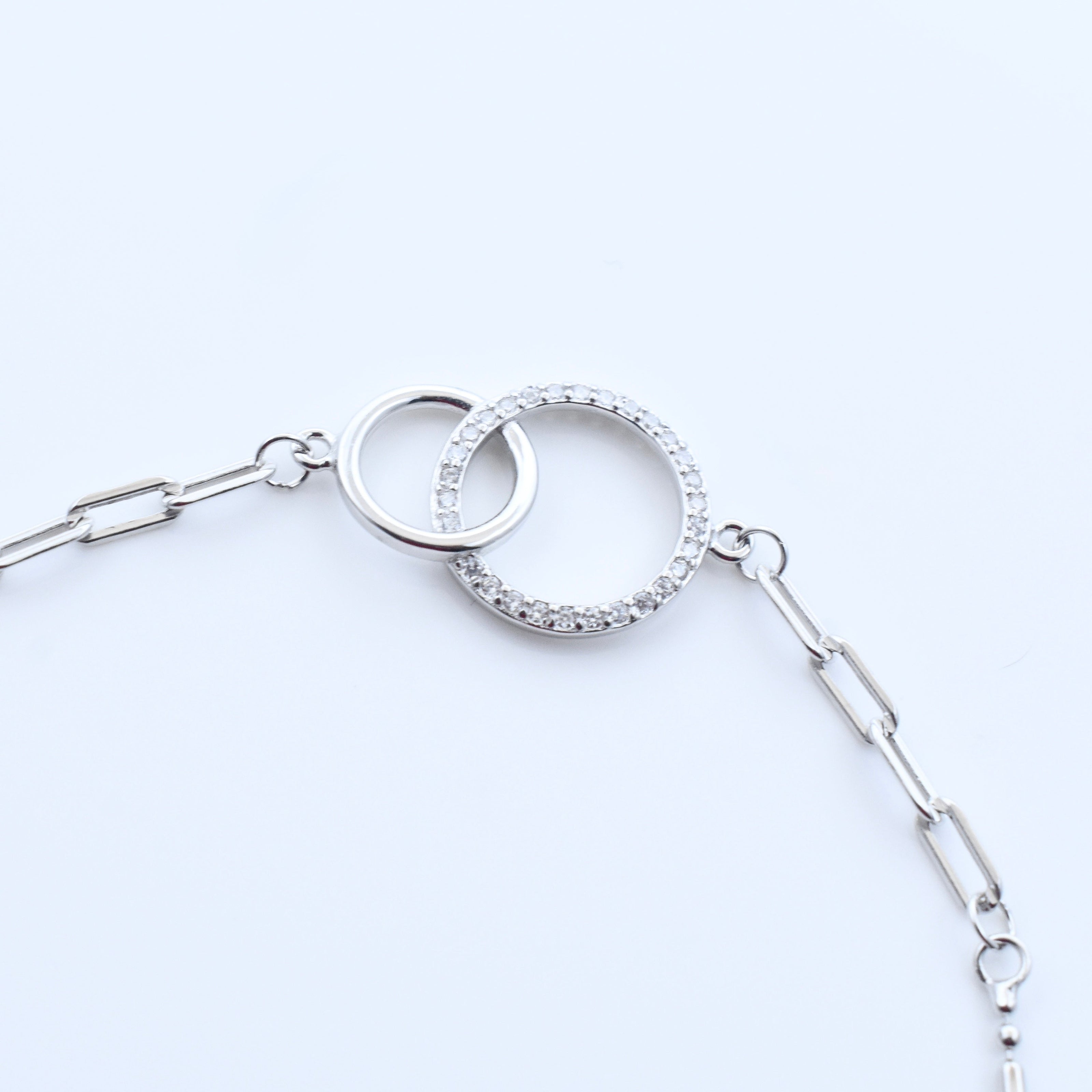 Interlocking Circle Sterling Silver Chain Bracelet