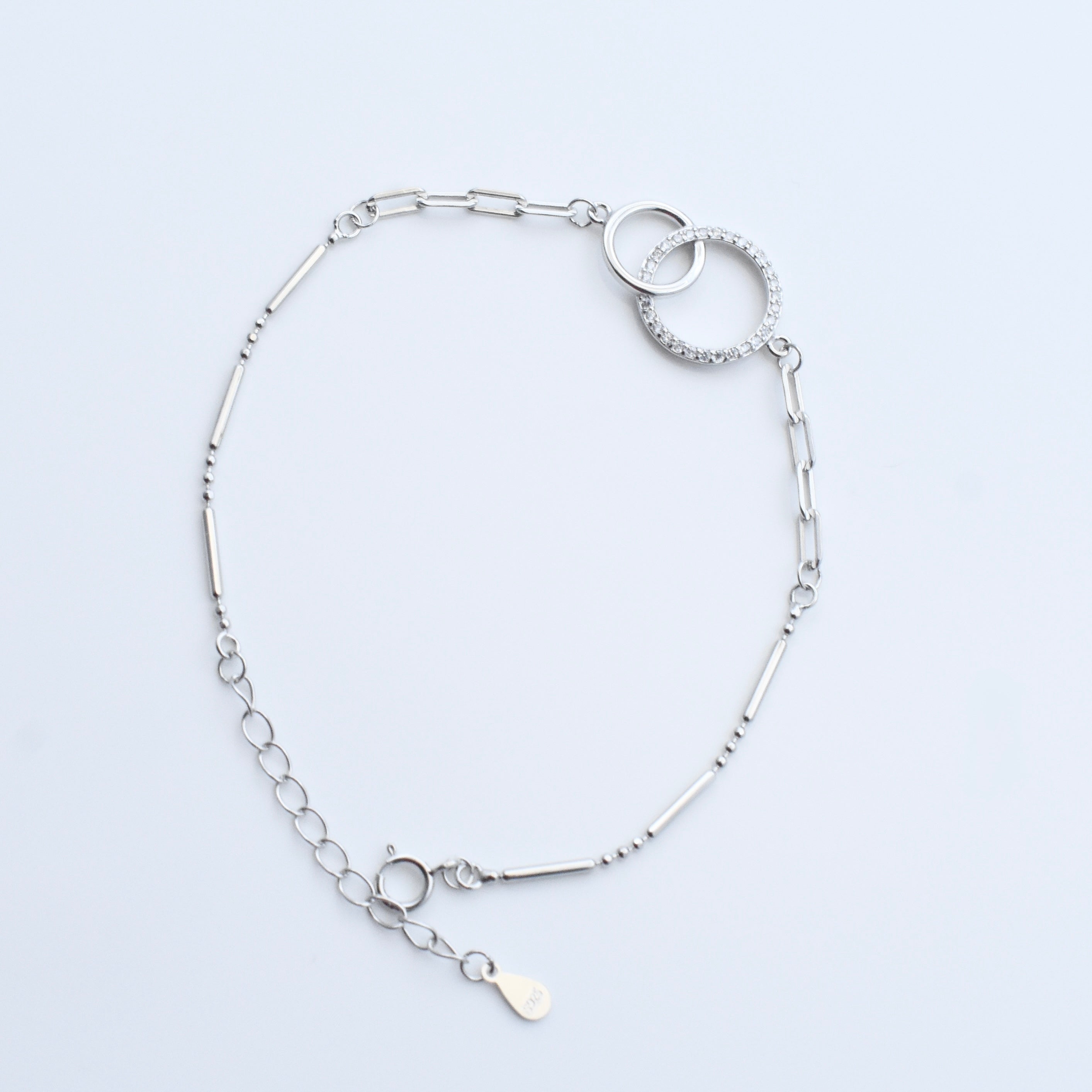 Interlocking Circle Sterling Silver Chain Bracelet