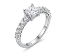 Princess Cut Solitaire Pavé Ring