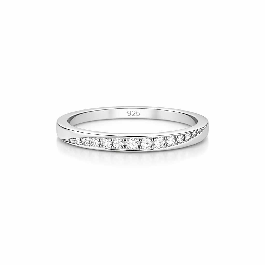 Curved Pavé Wedding Band Ring