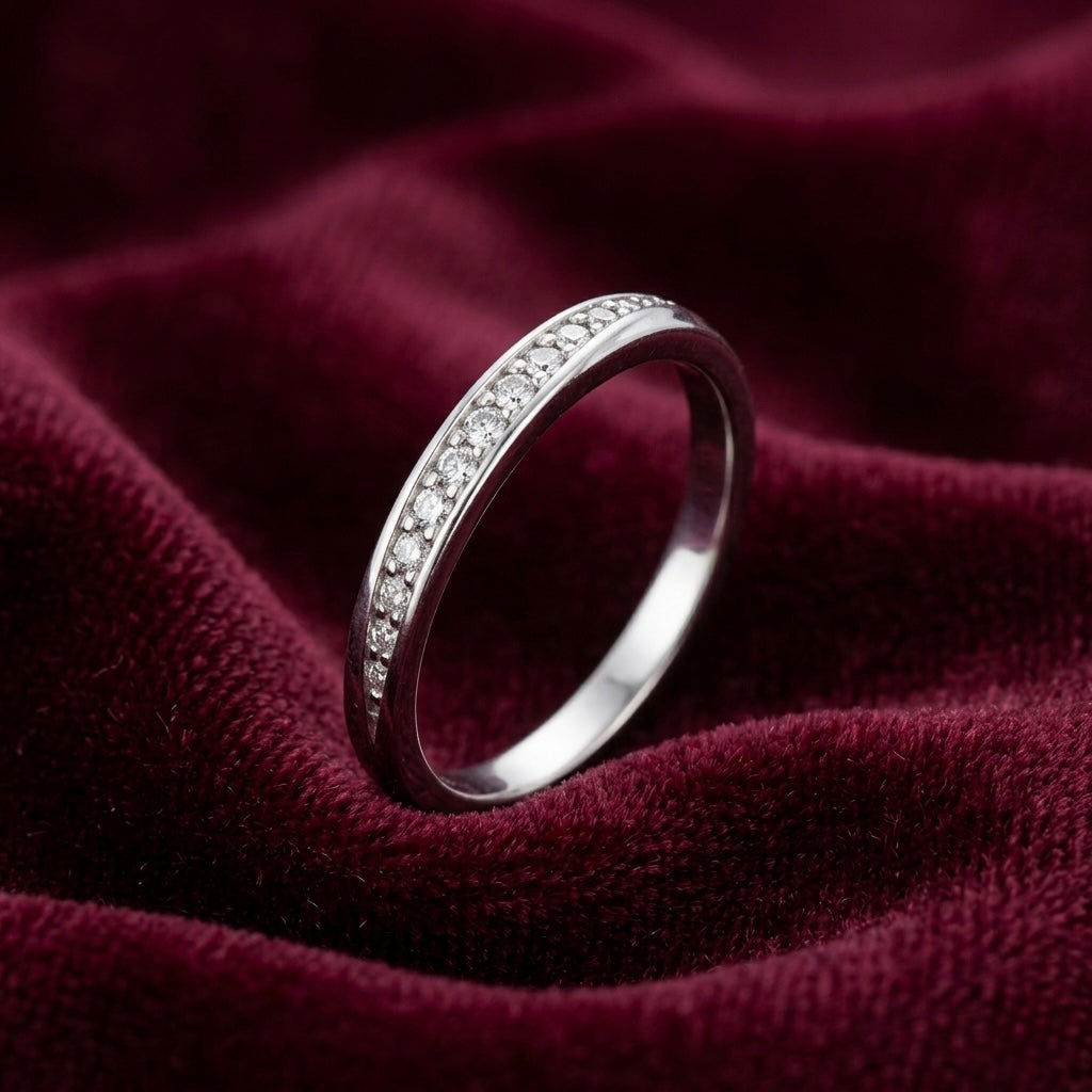 Curved Pavé Wedding Band Ring