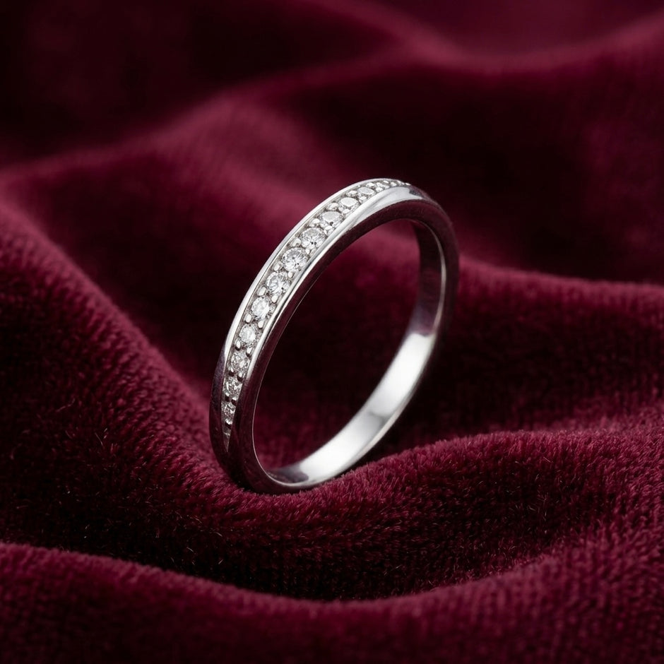Curved Pavé Wedding Band Ring
