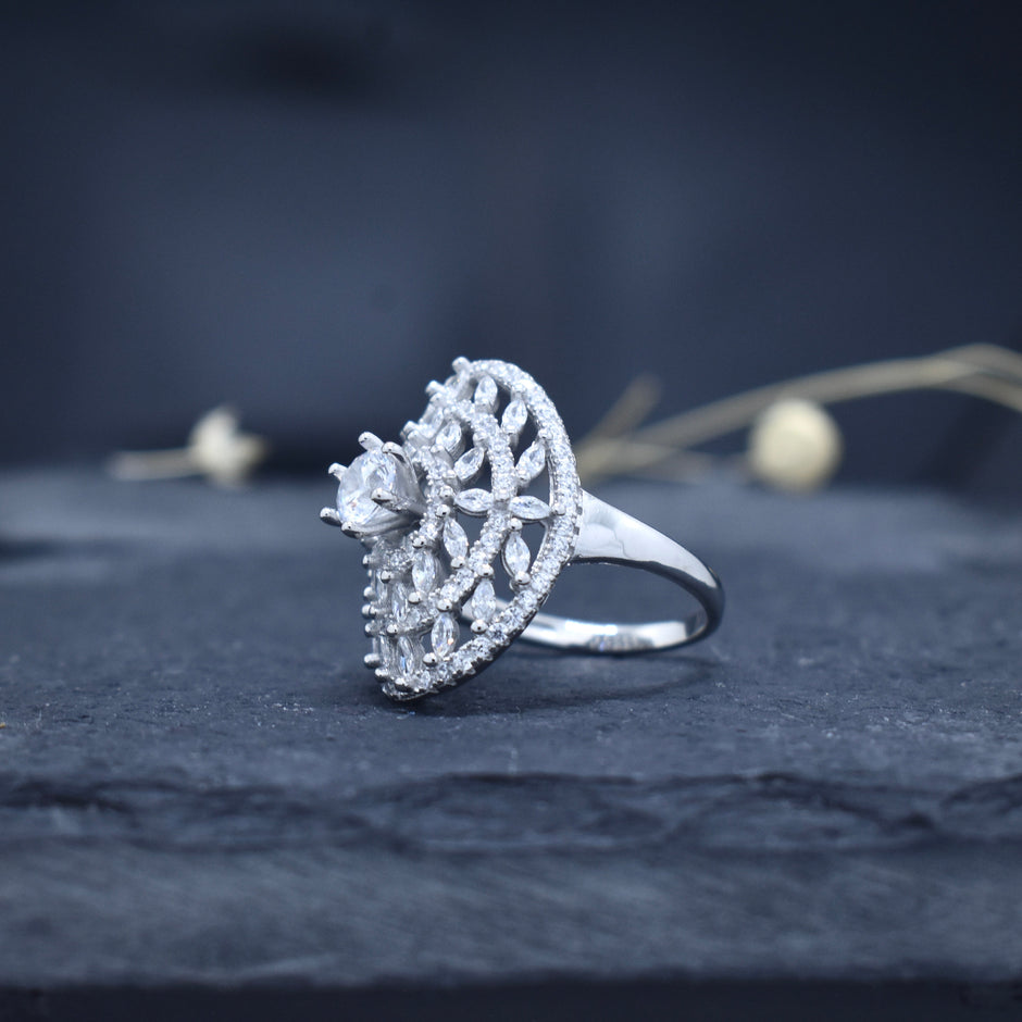 Silver Jharokha Stone Ring