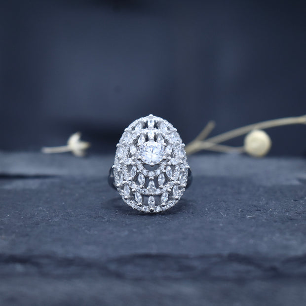 Silver Jharokha Stone Ring