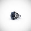 Antique Silver Faceted Black Stone Ring