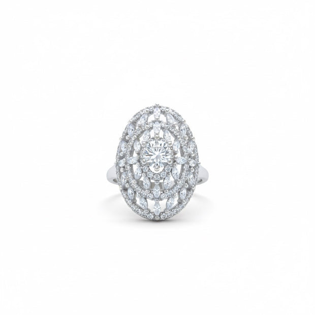 Oval Diamond Cluster Statement Ring