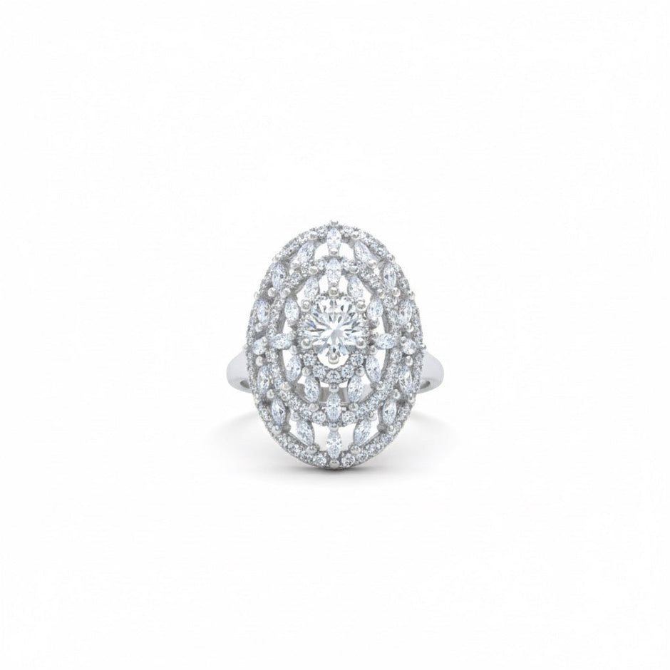 Silver Jharokha Stone Ring