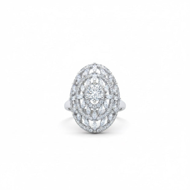 Silver Jharokha Stone Ring