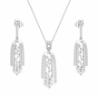 Floral Tassel Pendant Set with Chain and Earrings