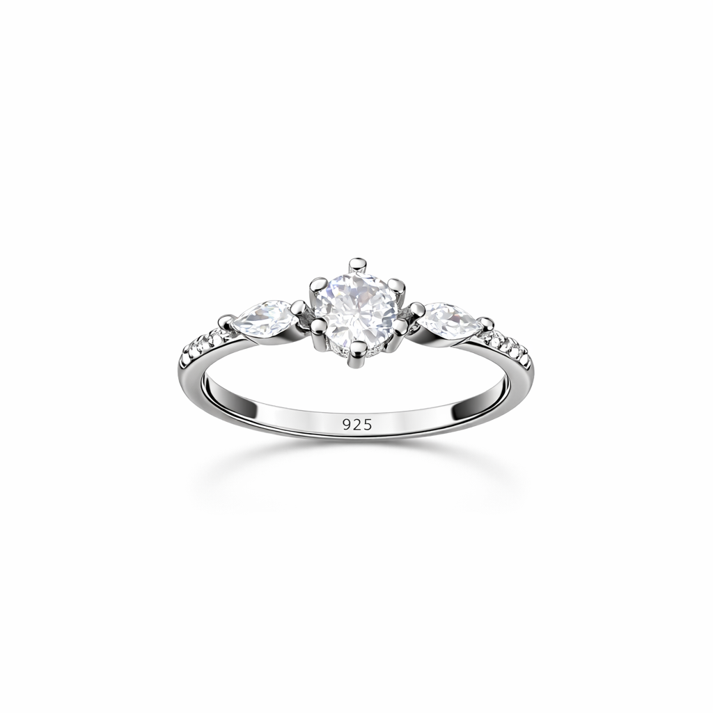 Three Stone Solitaire Engagement Ring
