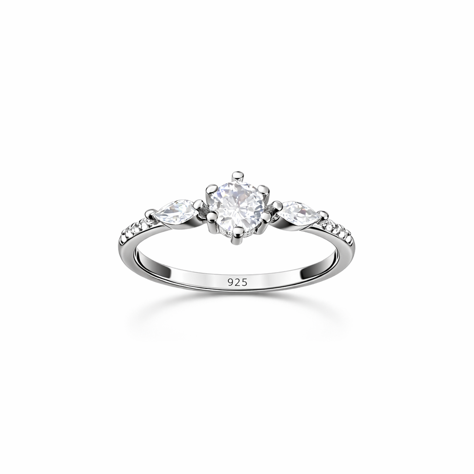 Three Stone Solitaire Engagement Ring