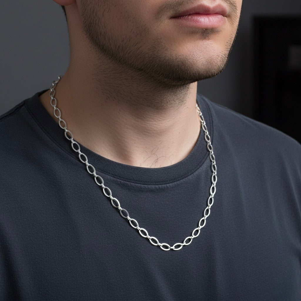 Oval Link Silver Chain