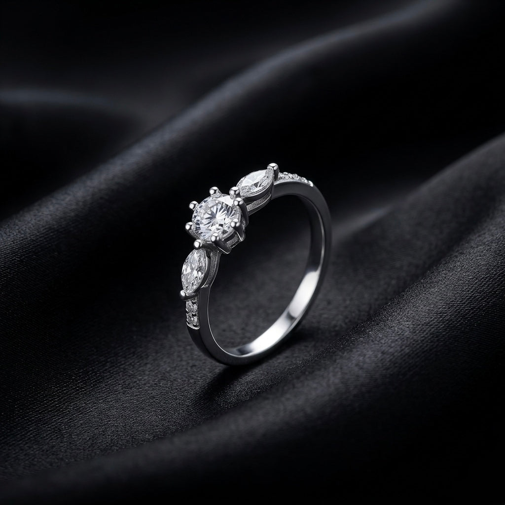 Three Stone Solitaire Engagement Ring