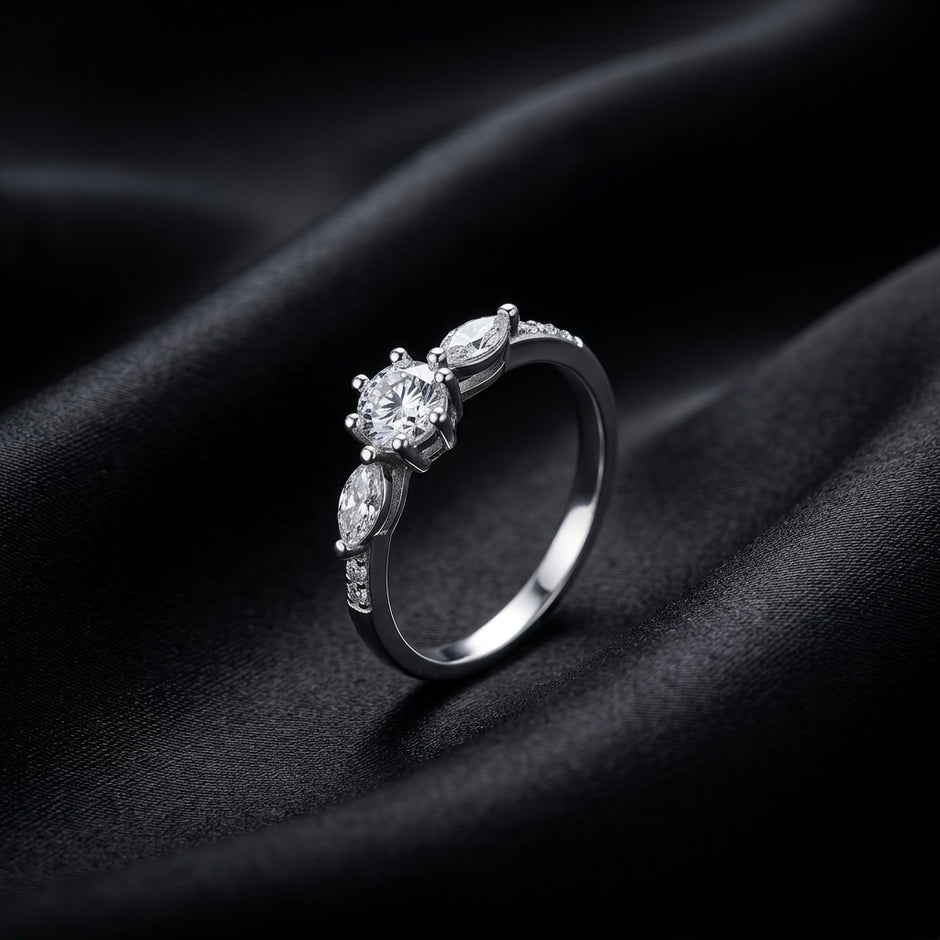 Three Stone Solitaire Engagement Ring