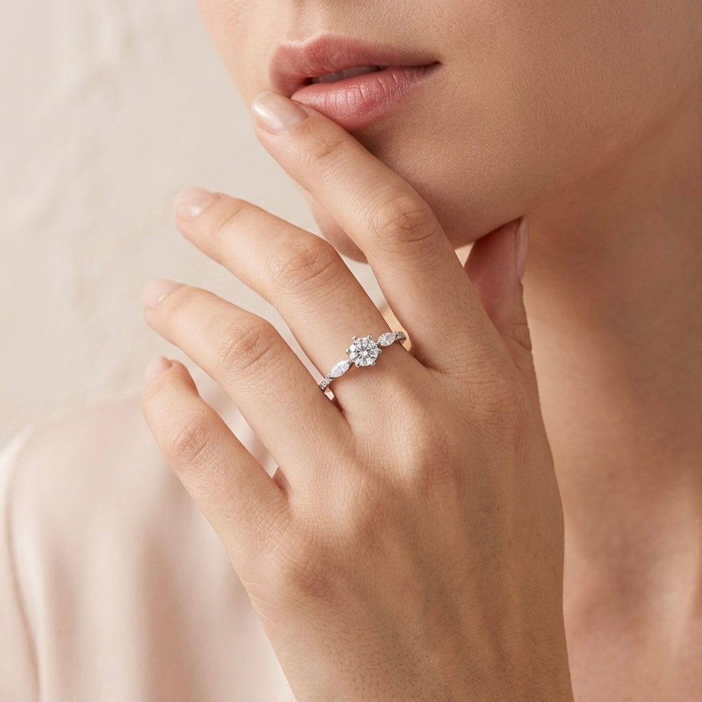 Three Stone Solitaire Engagement Ring