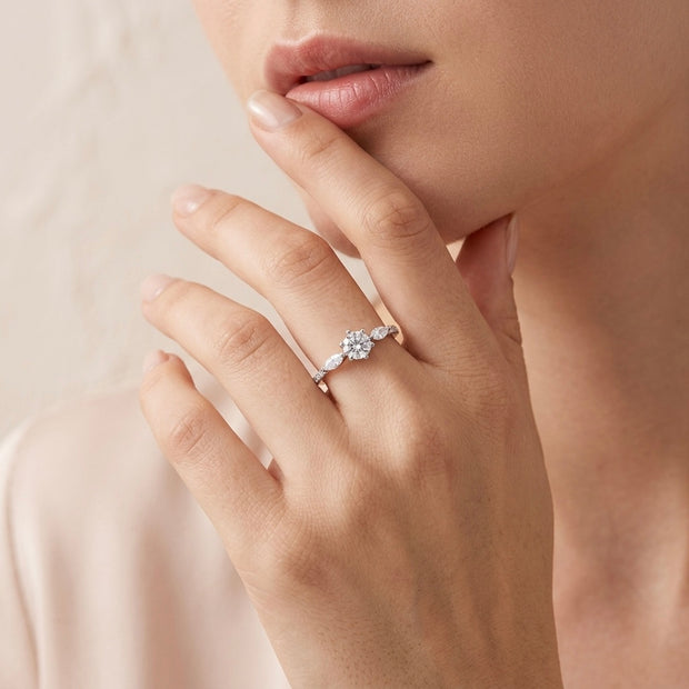Three Stone Solitaire Engagement Ring