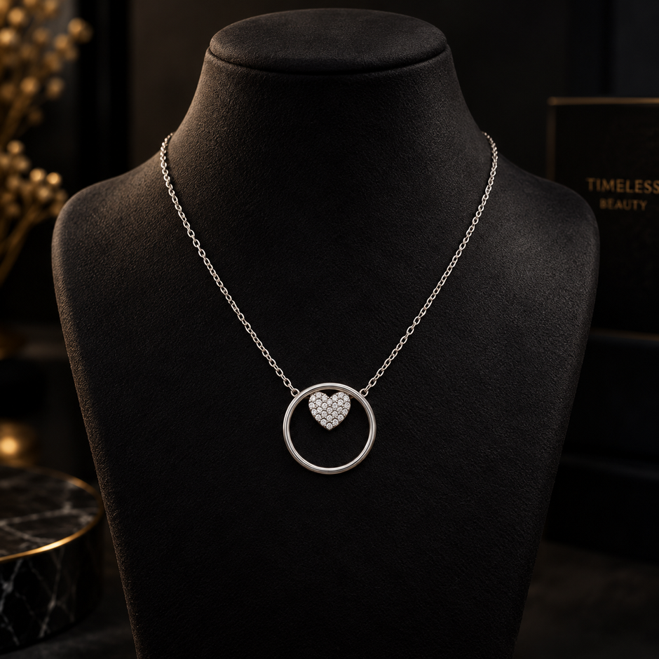 Heart Circle Pendant Necklace