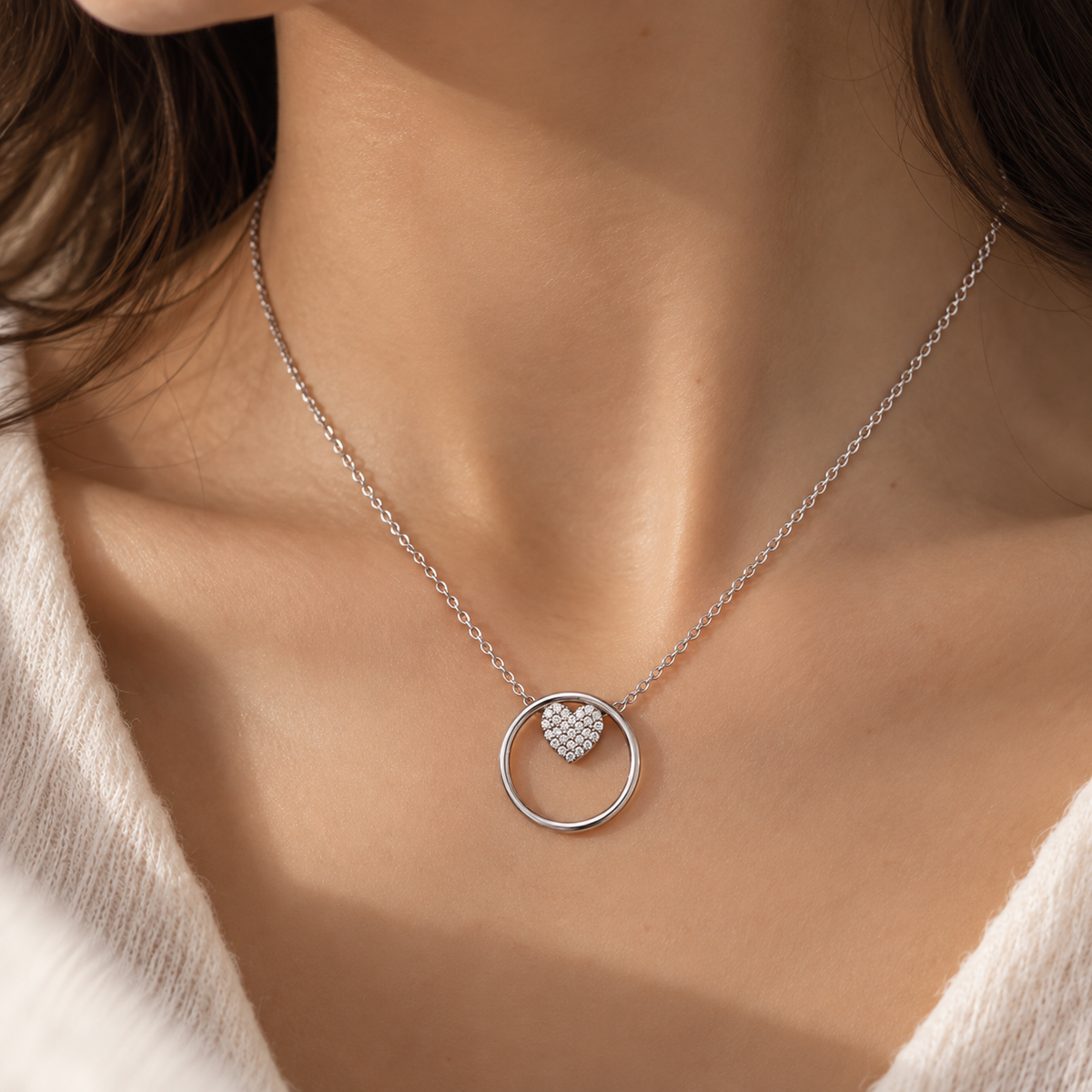 Heart Circle Pendant Necklace