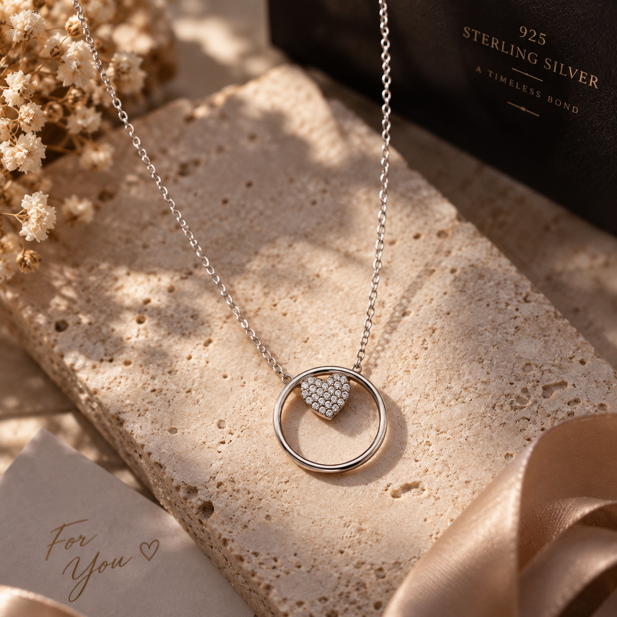 Heart Circle Pendant Necklace