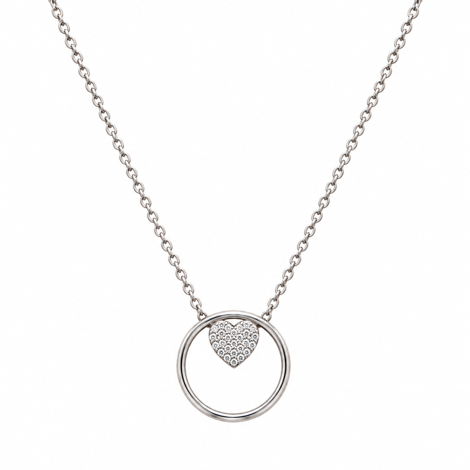 Heart Circle Pendant Necklace