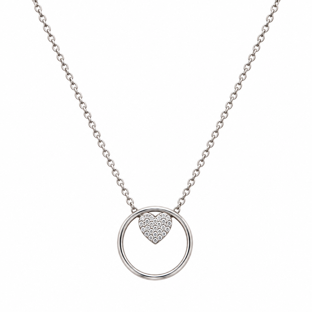 Heart Circle Pendant Necklace