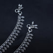 Fan Floral Pattern Antique Silver Anklet