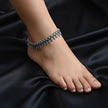 Fan Floral Pattern Antique Silver Anklet