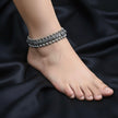 Floral bellwork Antique Silver Anklet