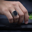 Geometric Onyx Turkish Signet Ring