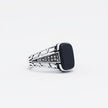 Rectangular Black Stone Silver Ring