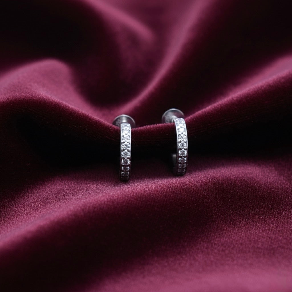 Micro-Pave Hoop 925 Sterling Silver Earrings