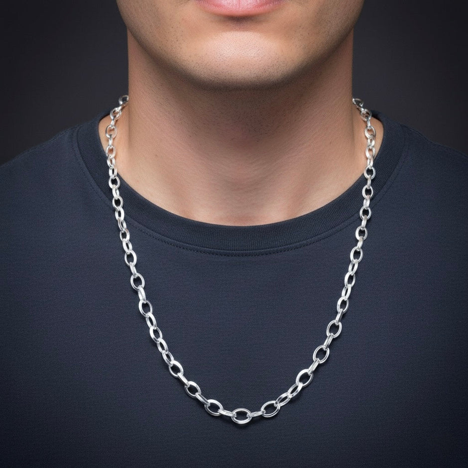 Classic Rolo 925 Sterling Silver Men's Chain