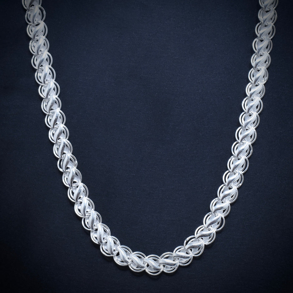 Solid Lotus Silver Chain