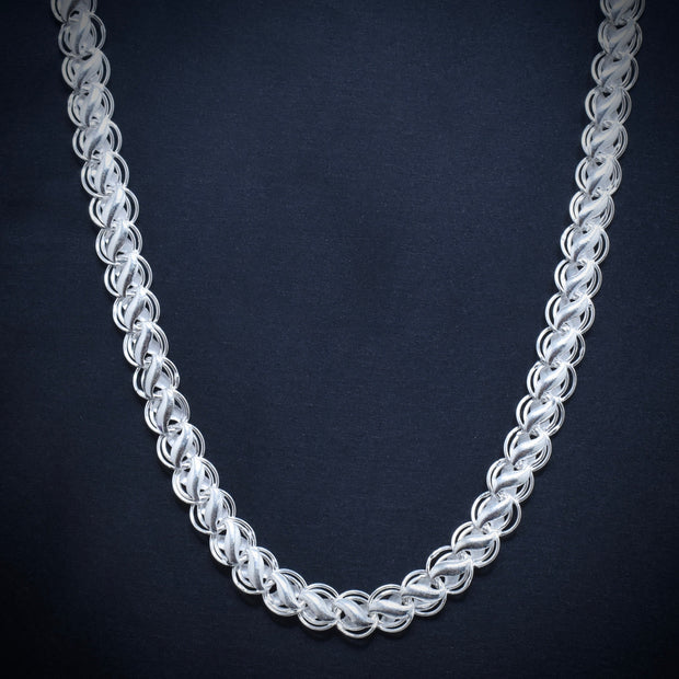 Solid Lotus Silver Chain