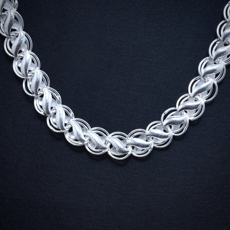 Solid Lotus Silver Chain
