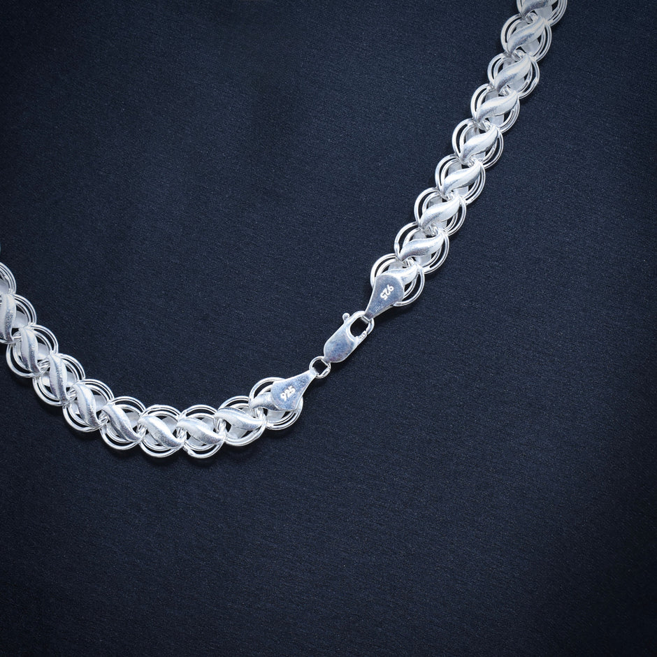 Solid Lotus Silver Chain