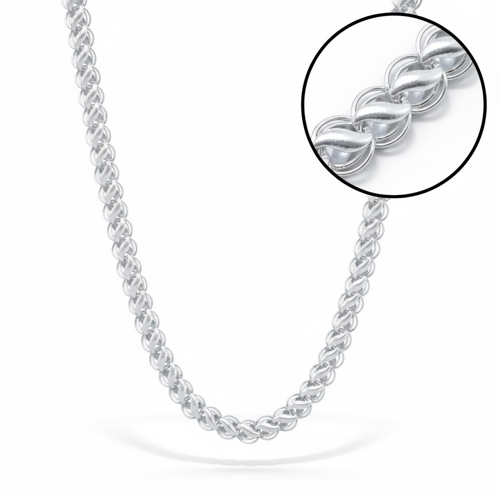 Solid Lotus Silver Chain