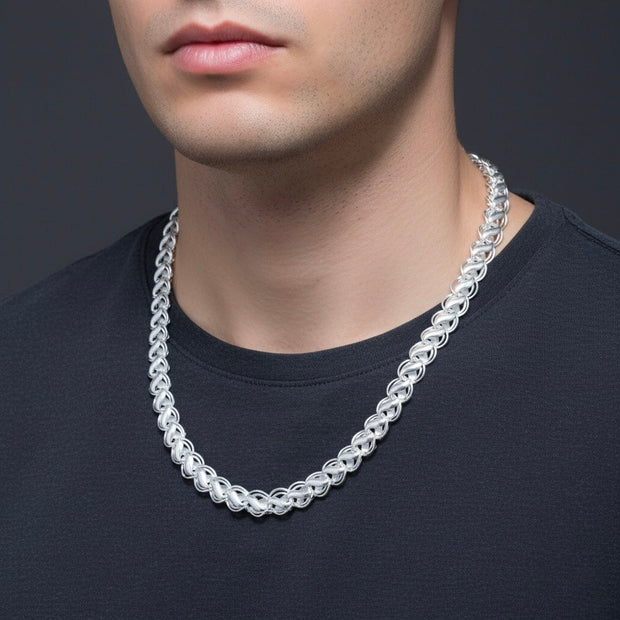 Solid Lotus Silver Chain