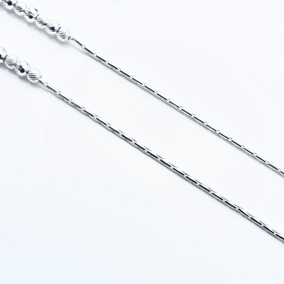 Beaded Double Antique Silver Anklet