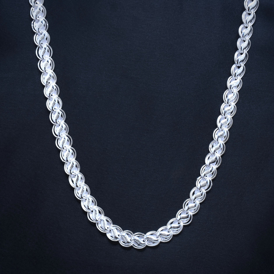 Premium Designer Mesh Link Silver Chain
