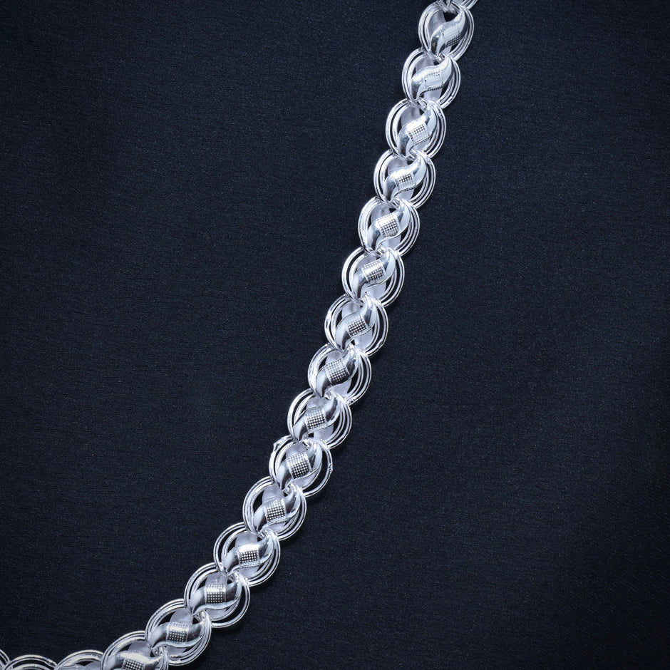 Premium Designer Mesh Link Silver Chain