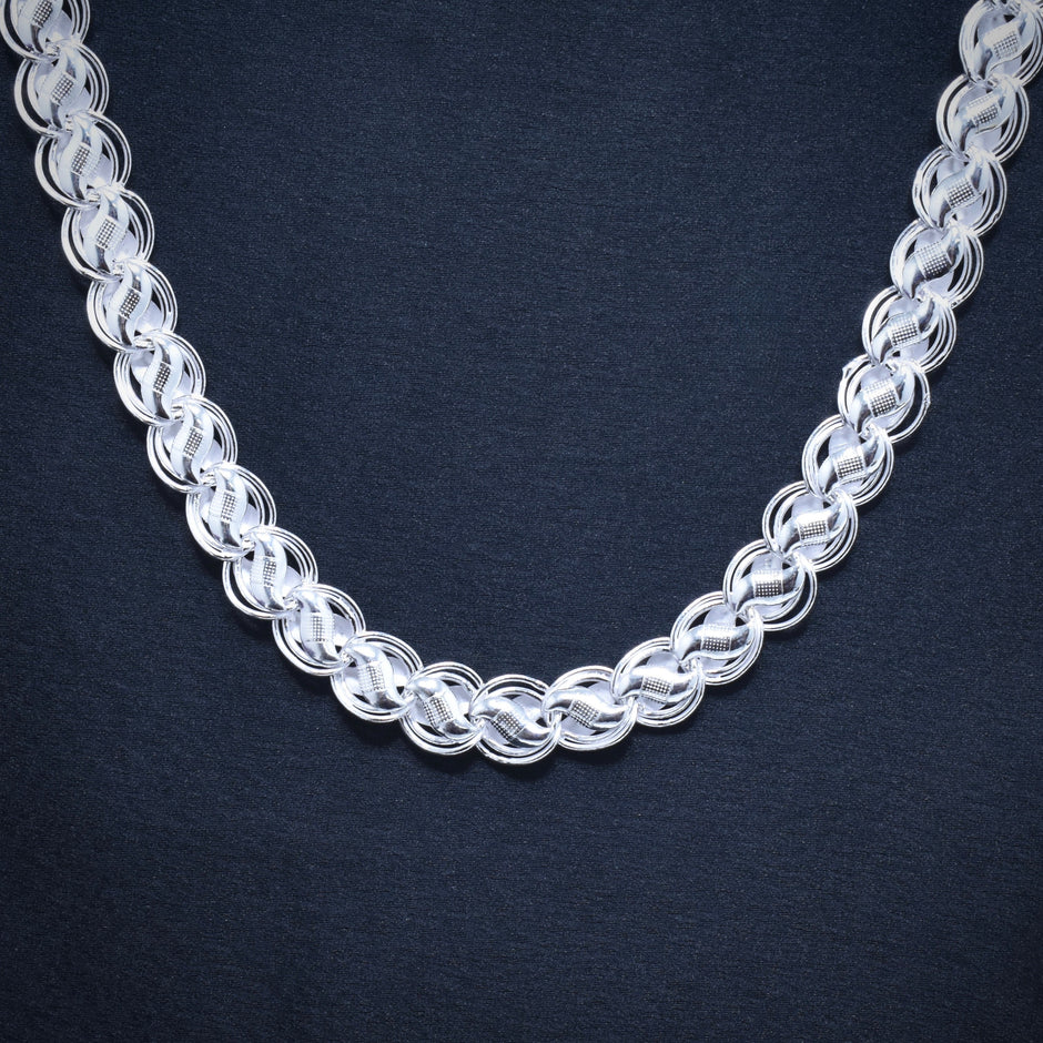 Premium Designer Mesh Link Silver Chain