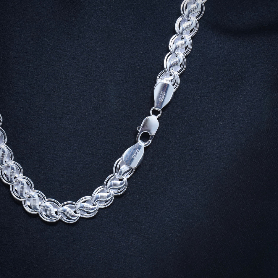 Premium Designer Mesh Link Silver Chain