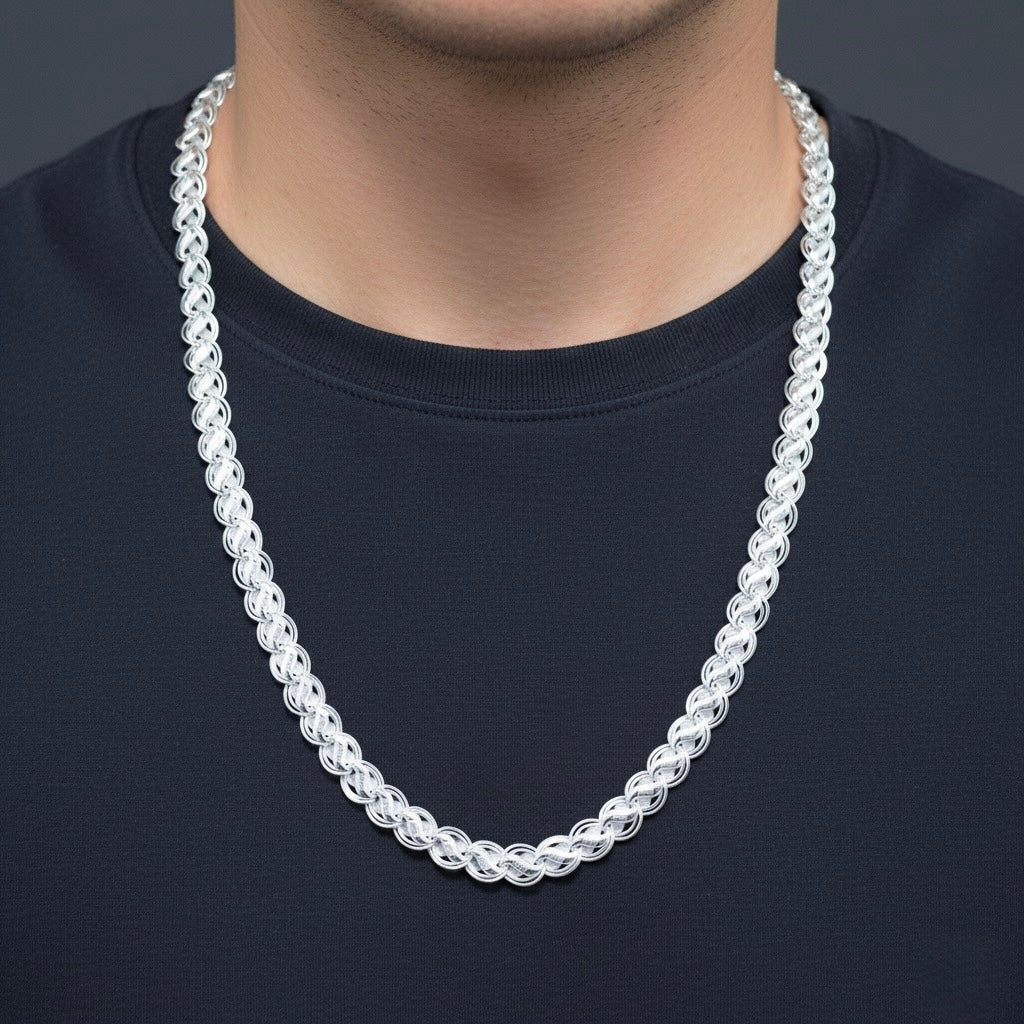 Premium Designer Mesh Link Silver Chain
