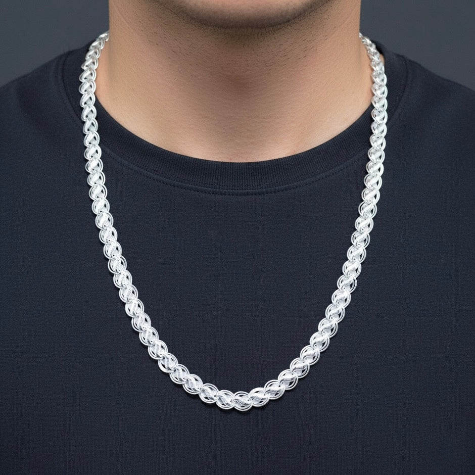 Premium Designer Mesh Link Silver Chain