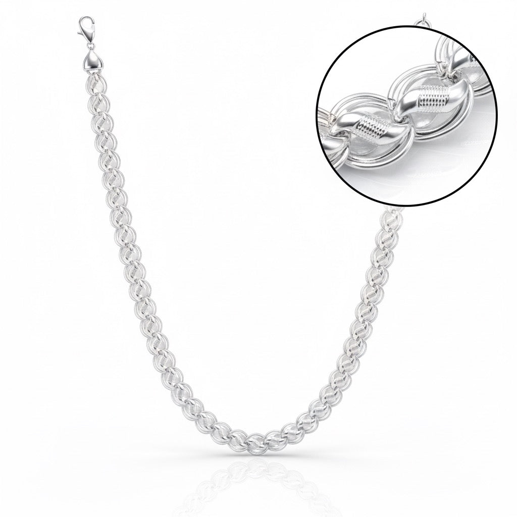 Premium Designer Mesh Link Silver Chain