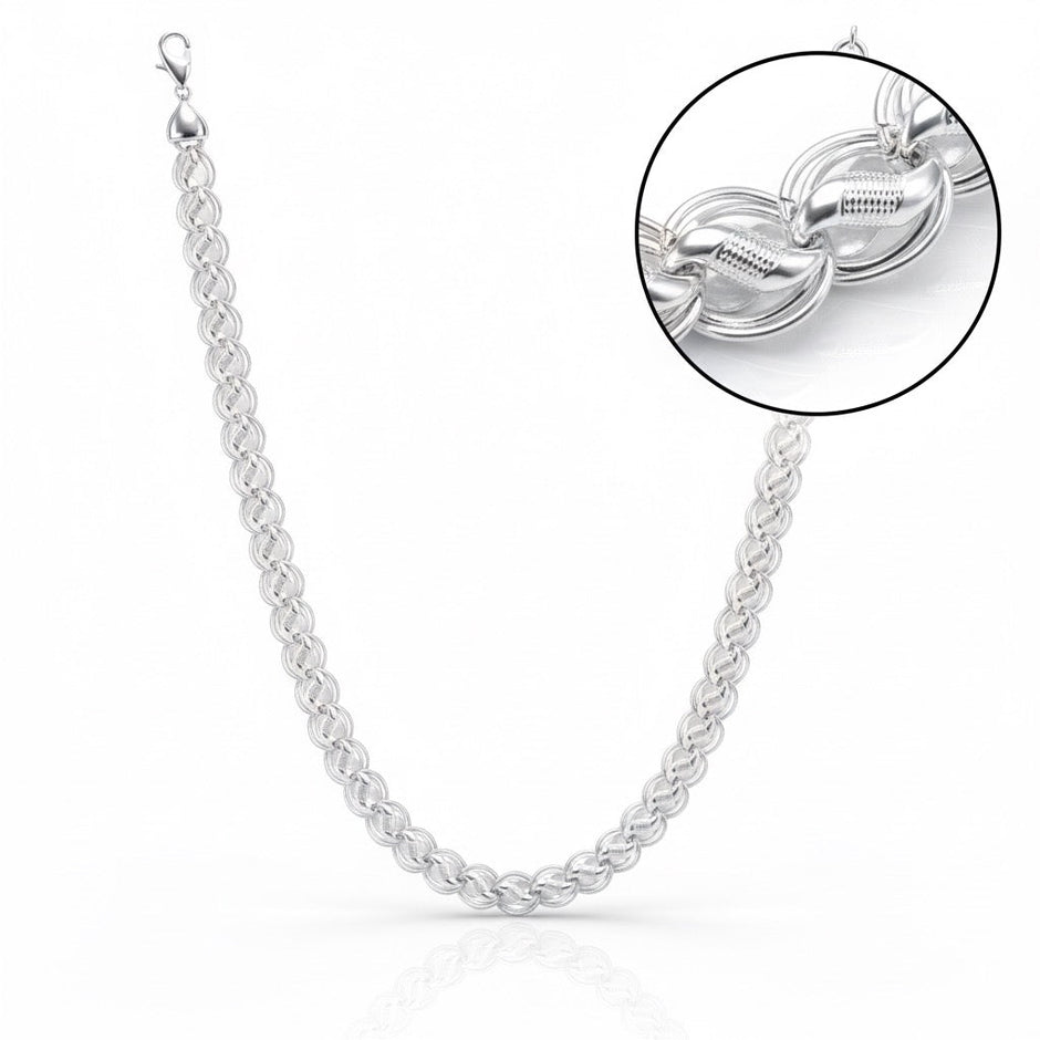 Premium Designer Mesh Link Silver Chain