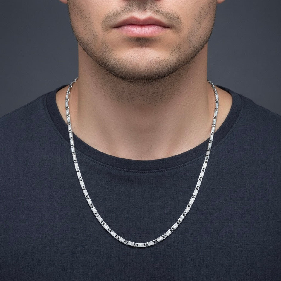 Geometric Link Modern Silver Chain